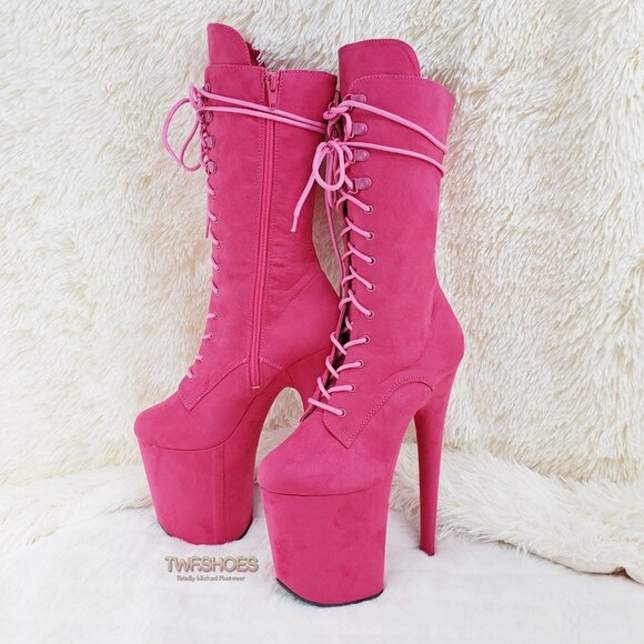 Flamingo 1050 Hot Pink 8" High Heel Calf Boots - Picture 2 of 12